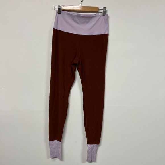 Nike Infinalon Yoga Leggings Size L Dri-FIT Oxen Brown Lilac Stirrup Cuffs Luxe - Picture 3 of 16